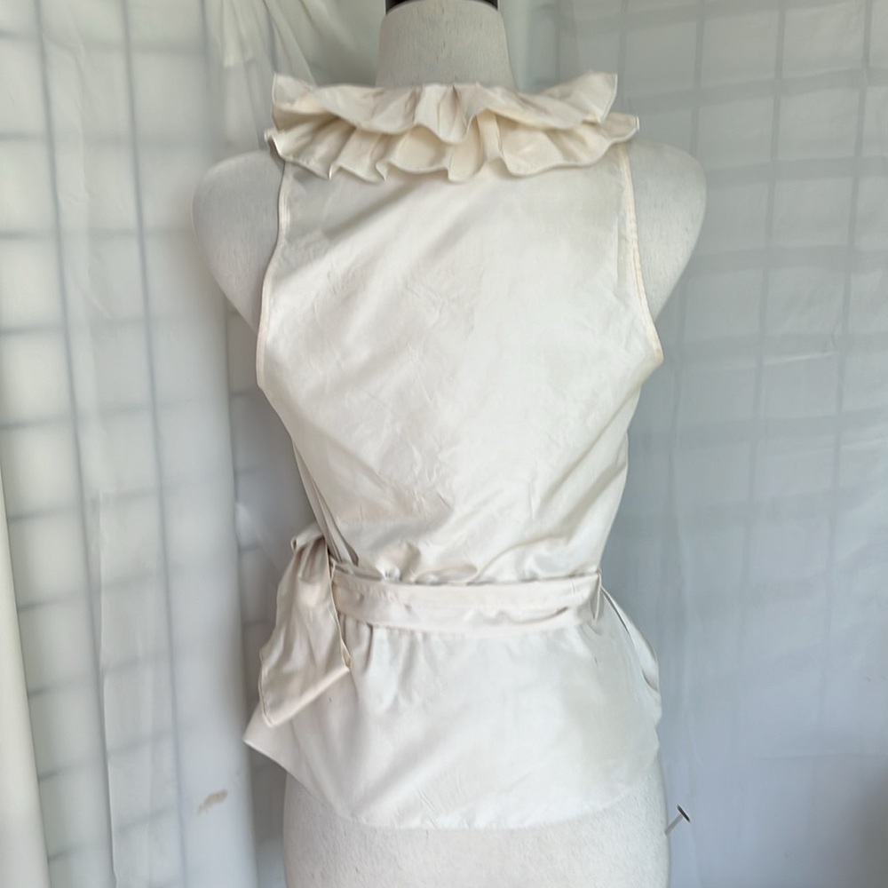 Tadashi Shoji Cream Ruffle Satin Wrap Camisole - Picture 6 of 12